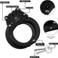 Handcuffs with Two Keys & Handcuffs Case| Heavy Hinged Duty Black Steal Professional Grade | Bend/Break Free Secure Handcuffs
