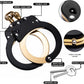 Heavy Duty Black & Gold Steal Professional Grade Handcuffs with Two Keys & Case