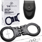 Double Lock Hinged Handcuffs with Two Keys & Case | Heavy Duty Black Steel Professional Grade | Bend/Break Free Secure