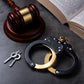 Heavy Duty Black & Gold Steal Professional Grade Handcuffs with Two Keys & Case
