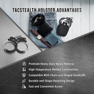 Handcuffs with Two Keys & Case| Heavy Duty Black and Silver Steal Professional Grade | Bend/Break Free Secure Handcuffs